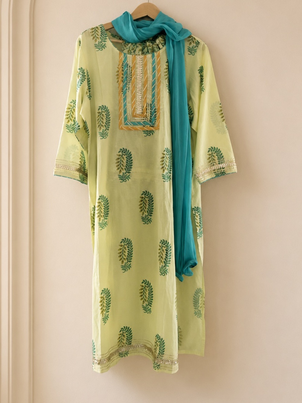 Lime Green Teal 3 Piece Pakistani Indian Salwar Kameez Suit